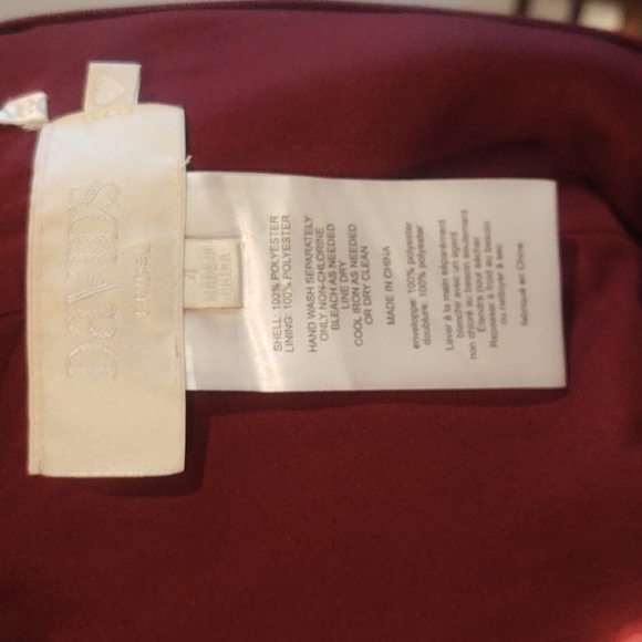 David's Bridal Short Crinkle Chiffon Dress with Front Cascade Wine Dress Sz 4 - Picture 9 of 10